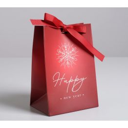 Пакет подарочный с лентой Happy New Year, 13 × 19 × 9 см   5012998