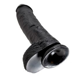 Фаллоимитатор King Cock реалистик, с мошонкой, черный, 25 см