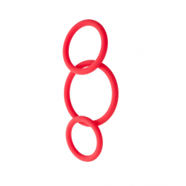 Набор эрекционных колец Black & Red TOYFA, силикон, красный, Ø6/5/4 см