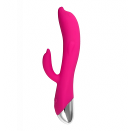 Вибратор Штучки-Дрючки Дрючка-Удовольствие с клиторальным стимулятором, розовый, 21,5 см