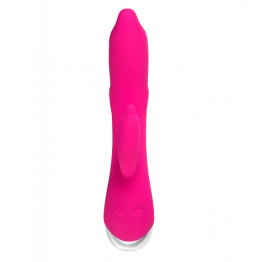 Вибратор Штучки-Дрючки Дрючка-Удовольствие с клиторальным стимулятором, розовый, 21,5 см
